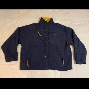 VTG The Bear Trading Co Zip Lined Windbreaker Navy/Yellow Equality Logo XXL EUC